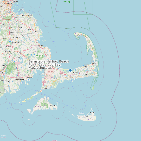 Map of Barnstable Harbor, Beach Point, Cape Cod Bay, Massachusetts Tide Prediction Station