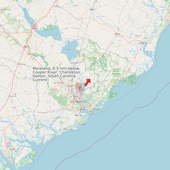 Map of Moreland, 0.5 nmi below, Cooper River, Charleston Harbor, South Carolina Current Prediction Station