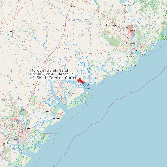 Map of Morgan Island, NE of, Coosaw River (depth 15 ft), South Carolina Current Prediction Station