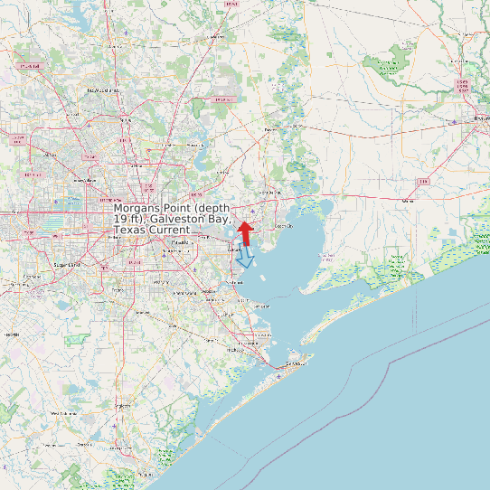 Morgans Point (depth 19 ft), Galveston Bay, Texas Current map