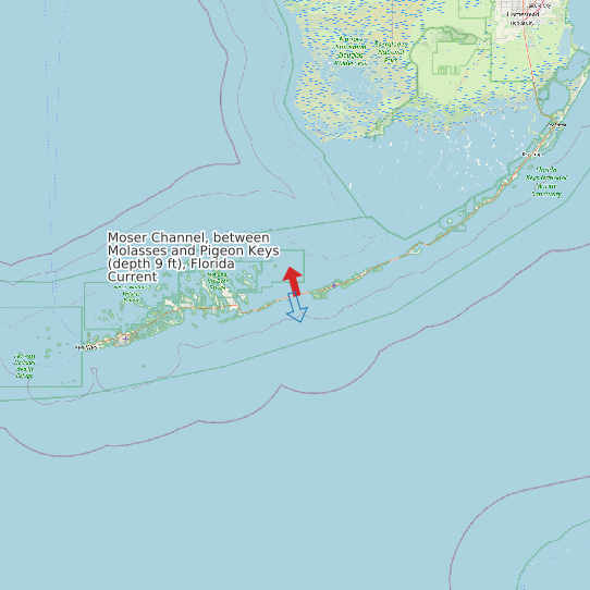 Moser Channel, between Molasses and Pigeon Keys (depth 9 ft), Florida Current map