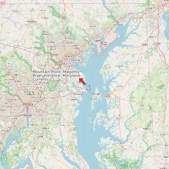 Map of Mountain Point, Magothy River entrance, Maryland Current Prediction Station