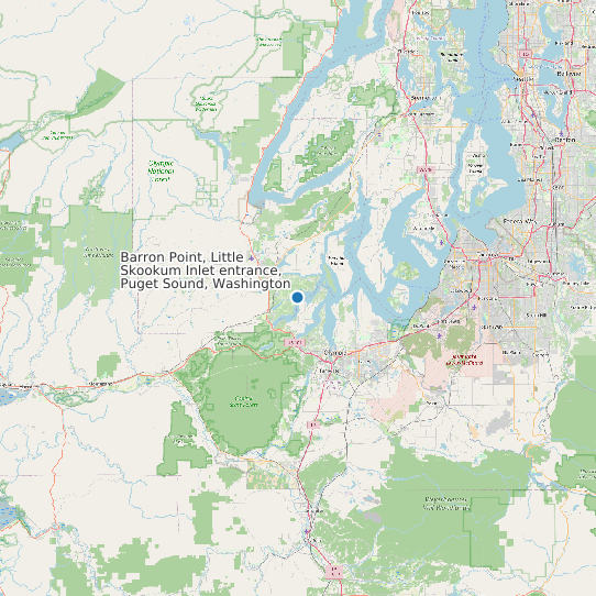Map of Barron Point, Little Skookum Inlet entrance, Puget Sound, Washington Tide Prediction Station