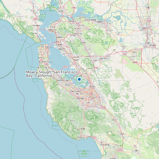 Mowry Slough, San Francisco Bay, California map