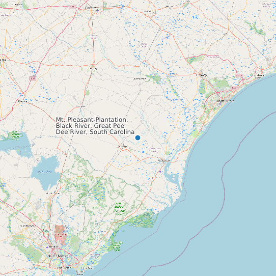 Map of Mt. Pleasant Plantation, Black River, Great Pee Dee River, South Carolina Tide Prediction Station
