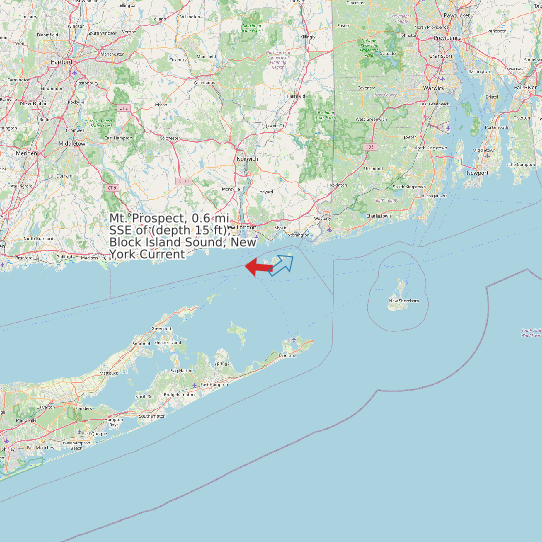 Map of Mt. Prospect, 0.6 mi SSE of (depth 15 ft), Block Island Sound, New York Current Prediction Station