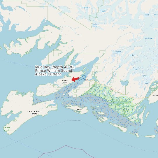 Mud Bay (depth 40 ft), Prince William Sound, Alaska Current map