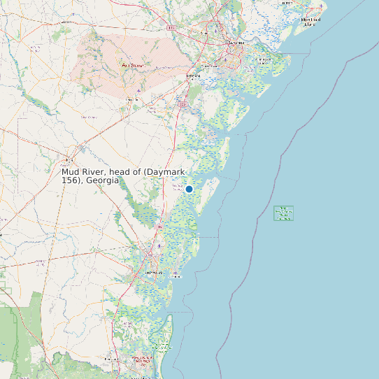 Map of Mud River, head of (Daymark 156), Georgia Tide Prediction Station