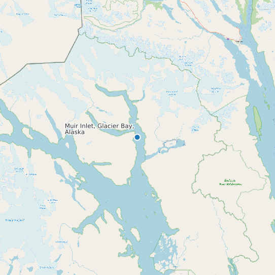Map of Muir Inlet, Glacier Bay, Alaska Tide Prediction Station