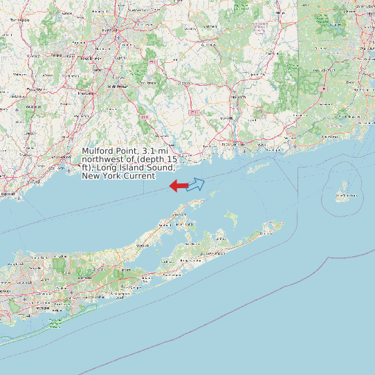 Map of Mulford Point, 3.1 mi northwest of (depth 15 ft), Long Island Sound, New York Current Prediction Station