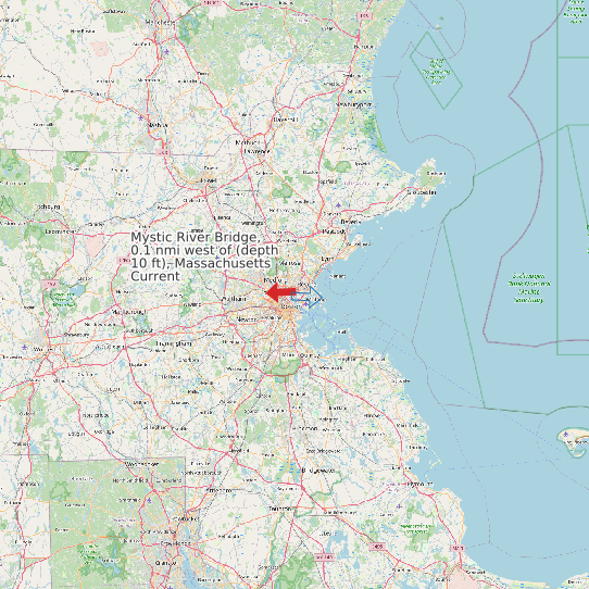 Mystic River Bridge, 0.1 nmi west of (depth 10 ft), Massachusetts Current map