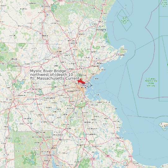 Map of Mystic River Bridge, northwest of (depth 10 ft), Massachusetts Current Prediction Station