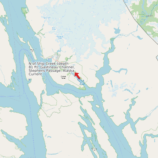 N of Ship Creek (depth 81 ft), Gastineau Channel, Stephens Passage, Alaska Current map