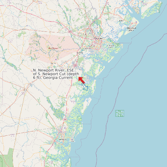 Map of N. Newport River, ESE of S. Newport Cut (depth 6 ft), Georgia Current Prediction Station