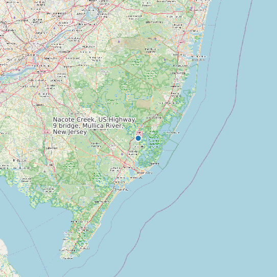 Nacote Creek, US Highway 9 bridge, Mullica River, New Jersey map