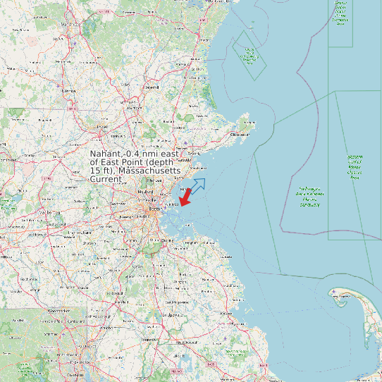 Map of Nahant, 0.4 nmi east of East Point (depth 15 ft), Massachusetts Current Prediction Station