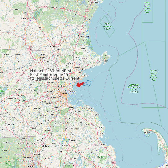 Map of Nahant, 1.8 nmi NE of East Point (depth 45 ft), Massachusetts Current Prediction Station