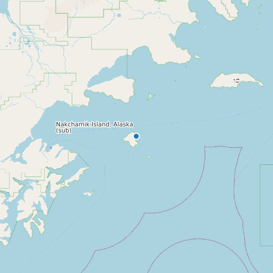 Map of Nakchamik Island, Alaska (sub) Tide Prediction Station