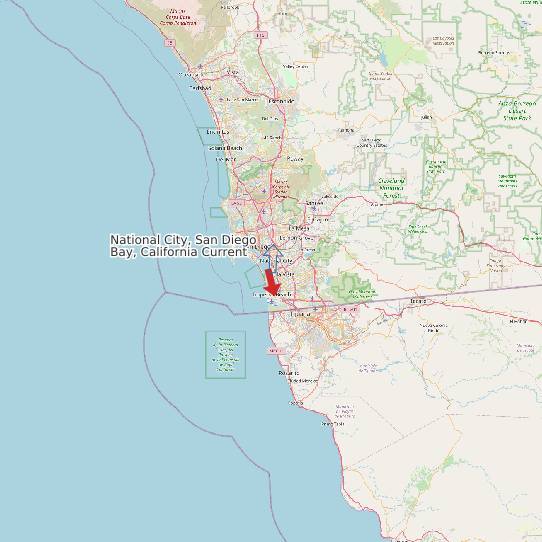 National City, San Diego Bay, California Current map