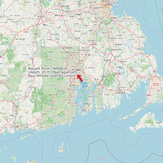 Nayatt Point, WNW of (depth 10 ft), Narragansett Bay, Rhode Island Current map
