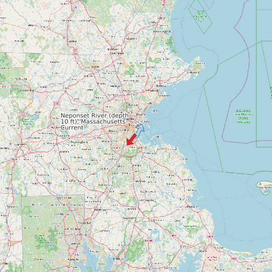Map of Neponset River (depth 10 ft), Massachusetts Current Prediction Station