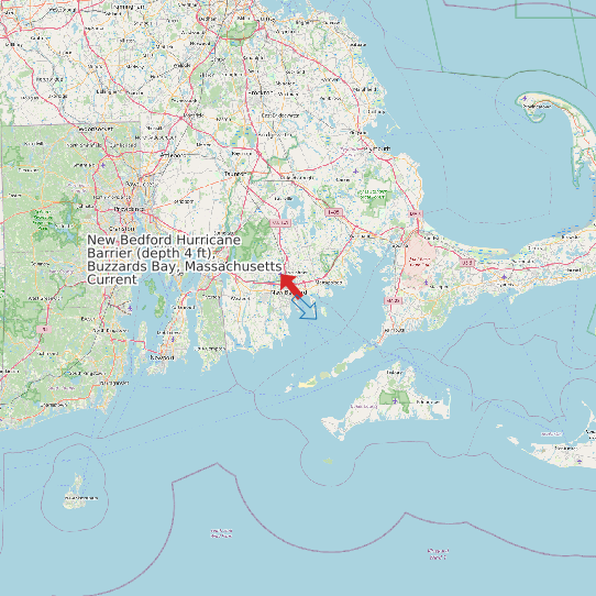 New Bedford Hurricane Barrier (depth 4 ft), Buzzards Bay, Massachusetts Current map