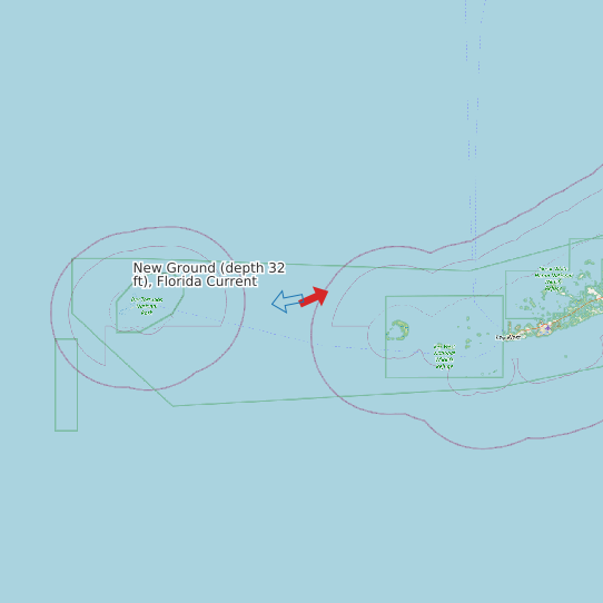 New Ground (depth 32 ft), Florida Current map
