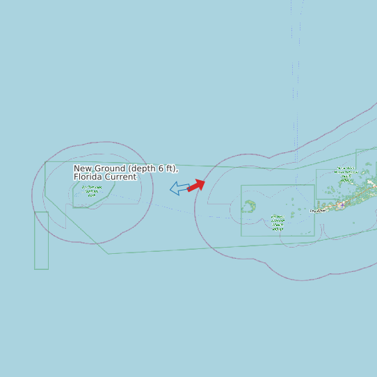 New Ground (depth 6 ft), Florida Current map