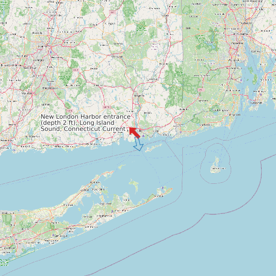Map of New London Harbor entrance (depth 2 ft), Long Island Sound, Connecticut Current Prediction Station