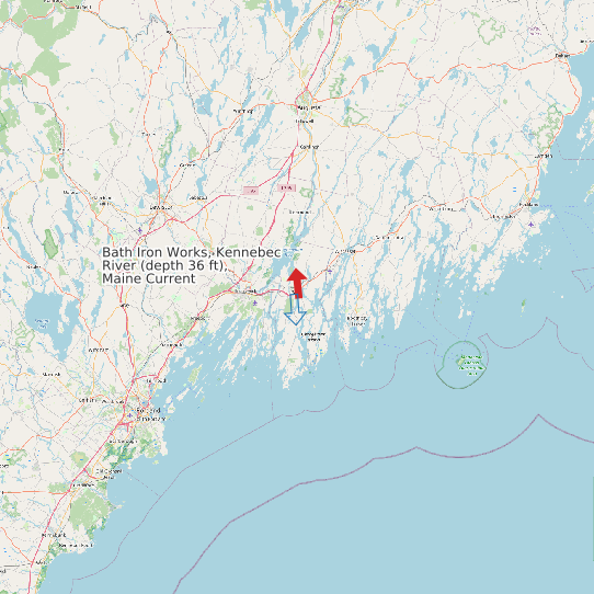 Bath Iron Works, Kennebec River (depth 36 ft), Maine Current map