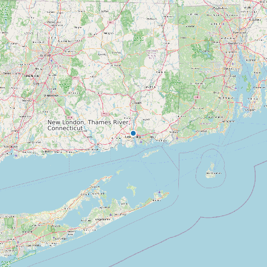 Map of New London, Thames River, Connecticut Tide Prediction Station