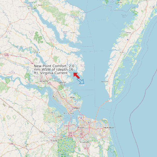New Point Comfort, 2.0 nmi WSW of (depth 16 ft), Virginia Current map