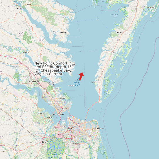 Map of New Point Comfort, 4.1 nmi ESE of (depth 15 ft), Chesapeake Bay, Virginia Current Prediction Station
