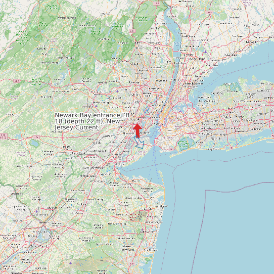 Map of Newark Bay entrance LB 18 (depth 22 ft), New Jersey Current Prediction Station