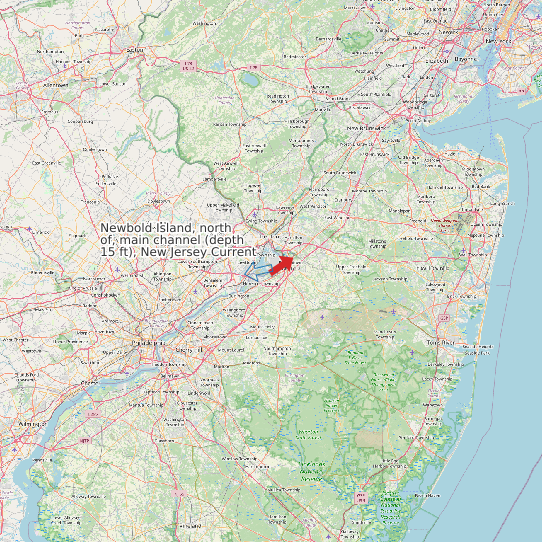 Newbold Island, north of, main channel (depth 15 ft), New Jersey Current map