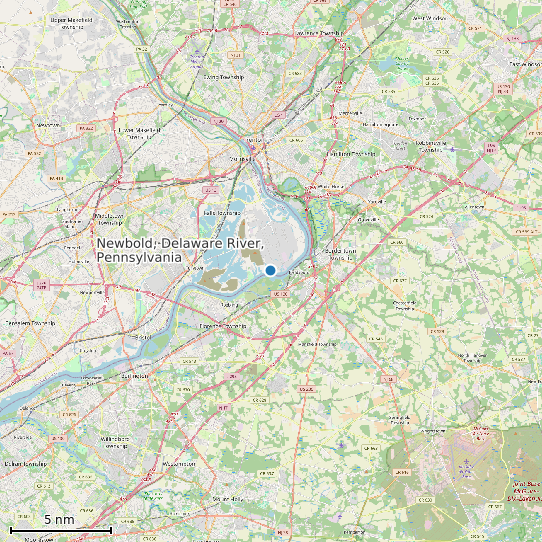 Map of Newbold, Delaware River, Pennsylvania Tide Prediction Station