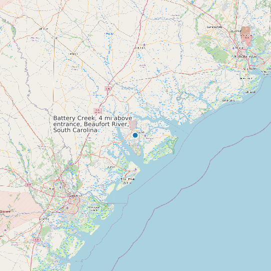 Map of Battery Creek, 4 mi above entrance, Beaufort River, South Carolina Tide Prediction Station