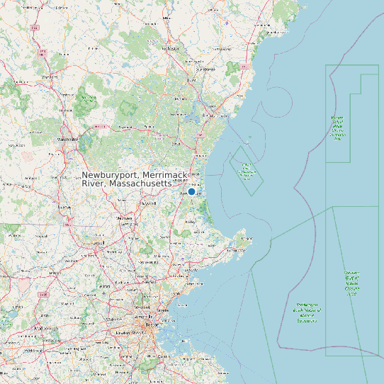 Map of Newburyport, Merrimack River, Massachusetts Tide Prediction Station