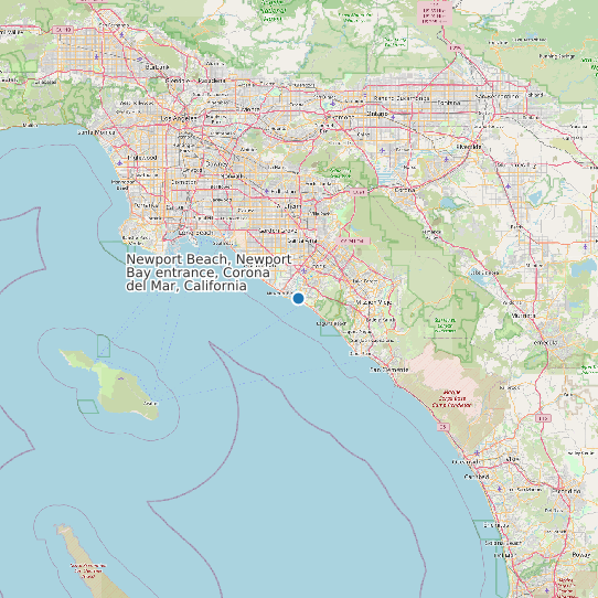 Map of Newport Beach, Newport Bay entrance, Corona del Mar, California Tide Prediction Station