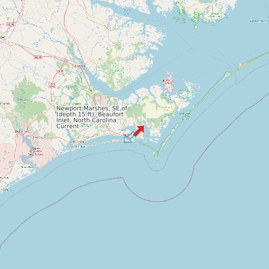 Newport Marshes, SE of (depth 15 ft), Beaufort Inlet, North Carolina Current map