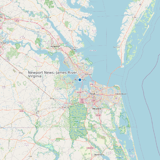 Newport News, James River, Virginia map