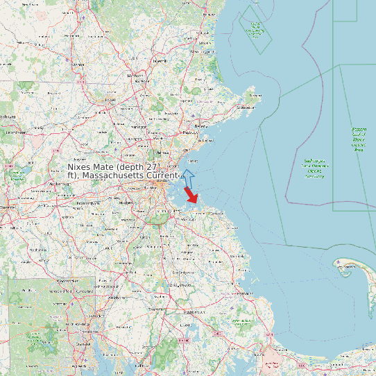Nixes Mate (depth 27 ft), Massachusetts Current map