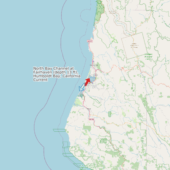 North Bay Channel at Fairhaven (depth 13 ft), Humboldt Bay, California Current map