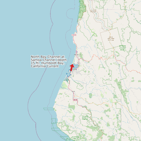 Map of North Bay Channel at Samoa Channel (depth 15 ft), Humboldt Bay, California Current Prediction Station