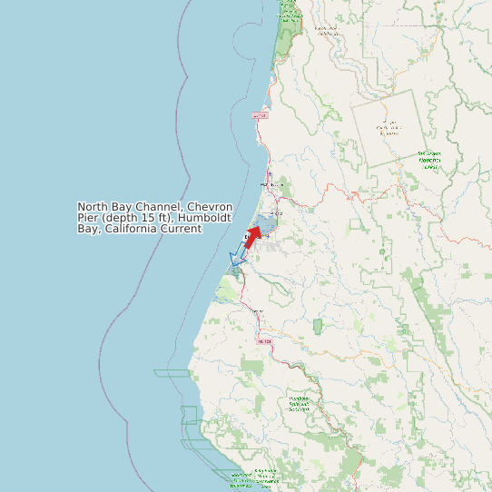 North Bay Channel, Chevron Pier (depth 15 ft), Humboldt Bay, California Current map