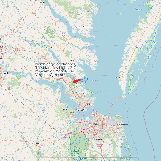 North edge of channel, Tue Marshes Light, 2.7 mi west of, York River, Virginia Current map