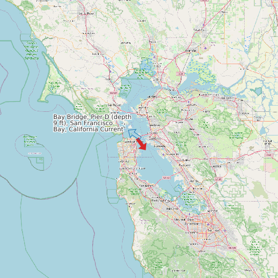 Bay Bridge, Pier D (depth 9 ft), San Francisco Bay, California Current map