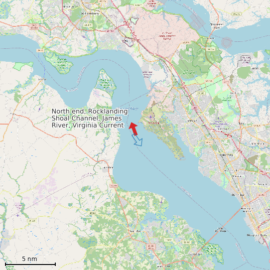 Map of North end, Rocklanding Shoal Channel, James River, Virginia Current Prediction Station