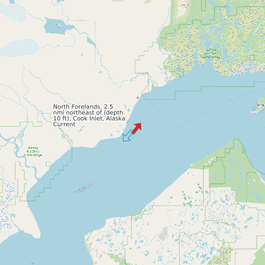 North Forelands, 2.5 nmi northeast of (depth 10 ft), Cook Inlet, Alaska Current map