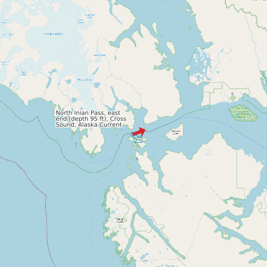 Map of North Inian Pass, east end (depth 95 ft), Cross Sound, Alaska Current Prediction Station
